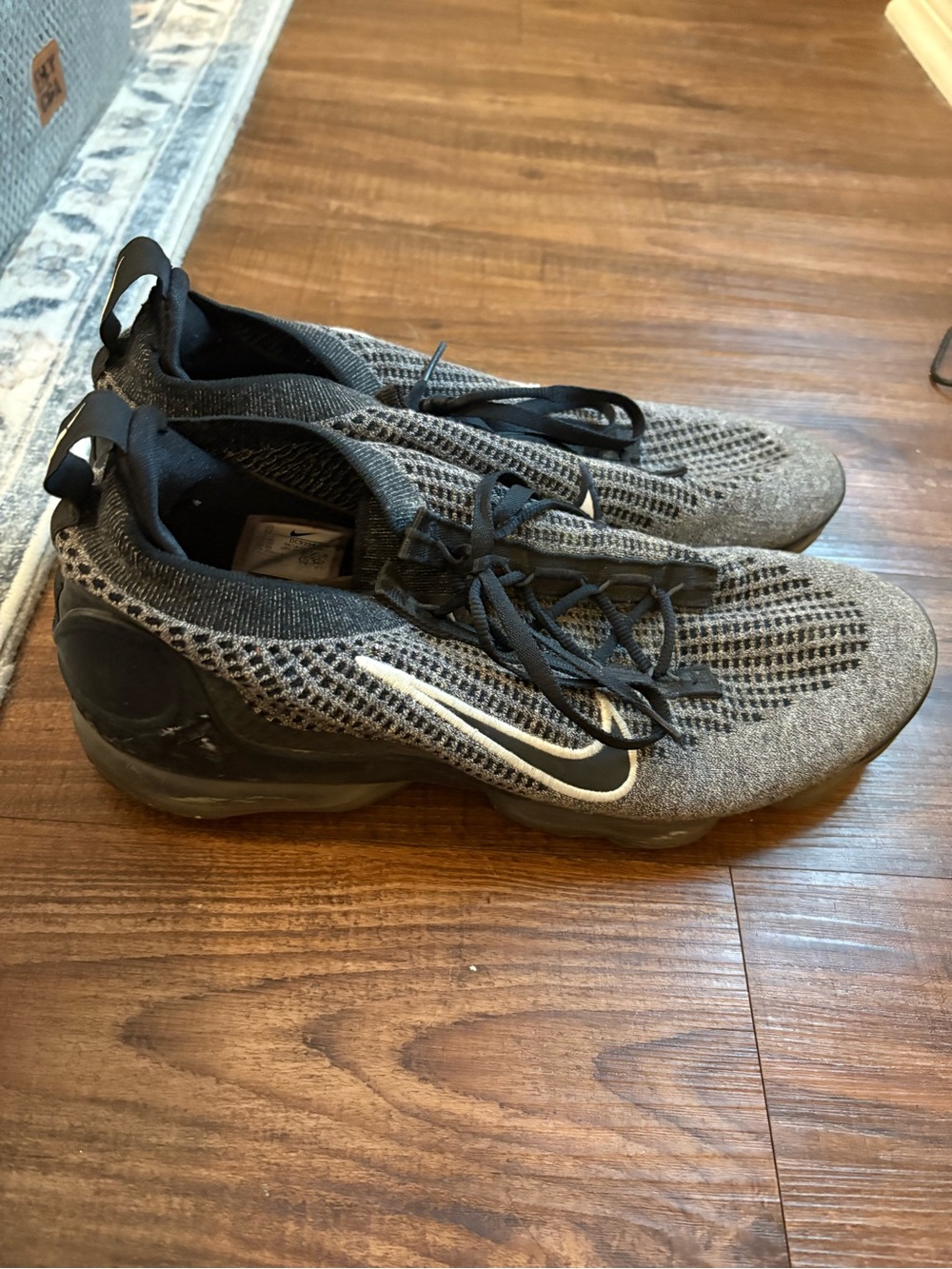 Nike Black and Gray Vapormax Flyknit Running Shoes